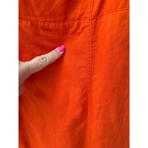 Banana Republic Plus‎ Linen-Blend Midi Dress in Orange Pockets Size 14 - Picture 11 of 13